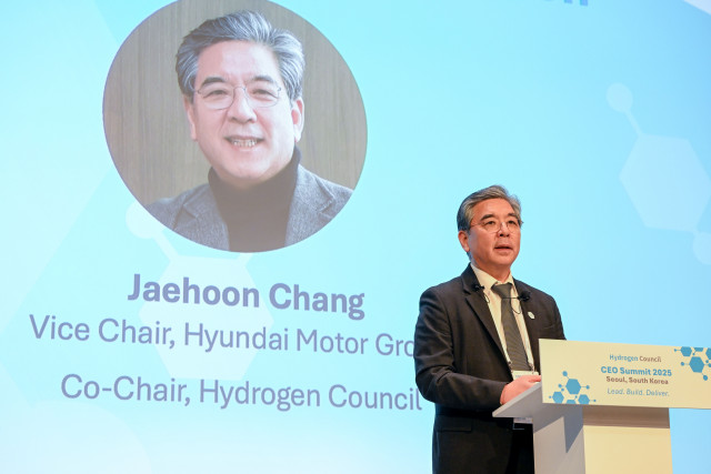장재훈 현대차그룹 부회장이 ‘수소위원회 CEO Summit’에서 발언하고 있다