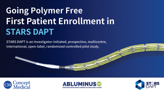 Concept Medical announces first patient enrollment in the STARS DAPT randomized clinical trial evaluating Abluminus™ NP polymer-free DES