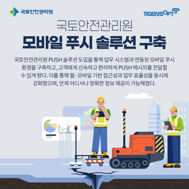 티젠소프트, 국토안전관리원 모바일 푸시 솔루션(TG 1st PUSH) 구축