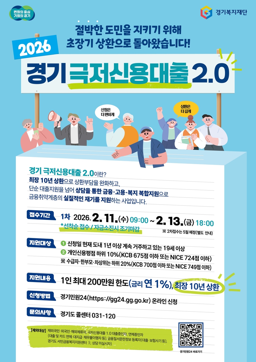 더 촘촘해진 '경기 극저신용대출 2.0' 11일부터 상반기 접수 시작