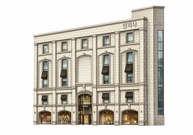 하이엔드 라이프스타일을 제안하는 인피니가 송지혜 작가와의 협업을 통해 청담 본사의 드로잉을 선보였다