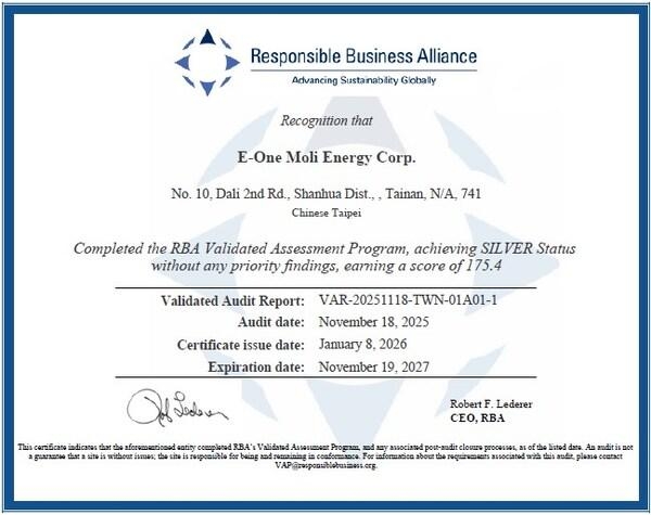 [PRNewswire] 몰리셀, RBA 실버 등급 획득... 새로운 윤리적 배터리 제조 기준 제시