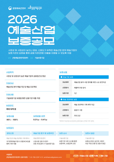 2026 예술산업보증 공모 포스터(사진 제공: 예술경영지원센터)