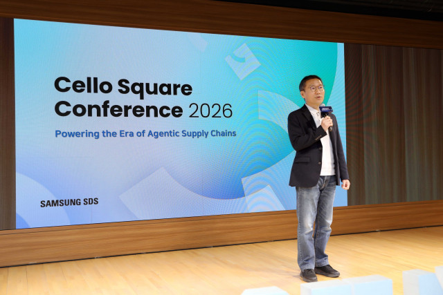 삼성SDS 오구일 물류사업부장(부사장)이 2일 판교 물류캠퍼스에서 진행된 ‘첼로스퀘어 콘퍼런스 2026(Cello Square Conference)’에서 키노트를 발표하고 있다