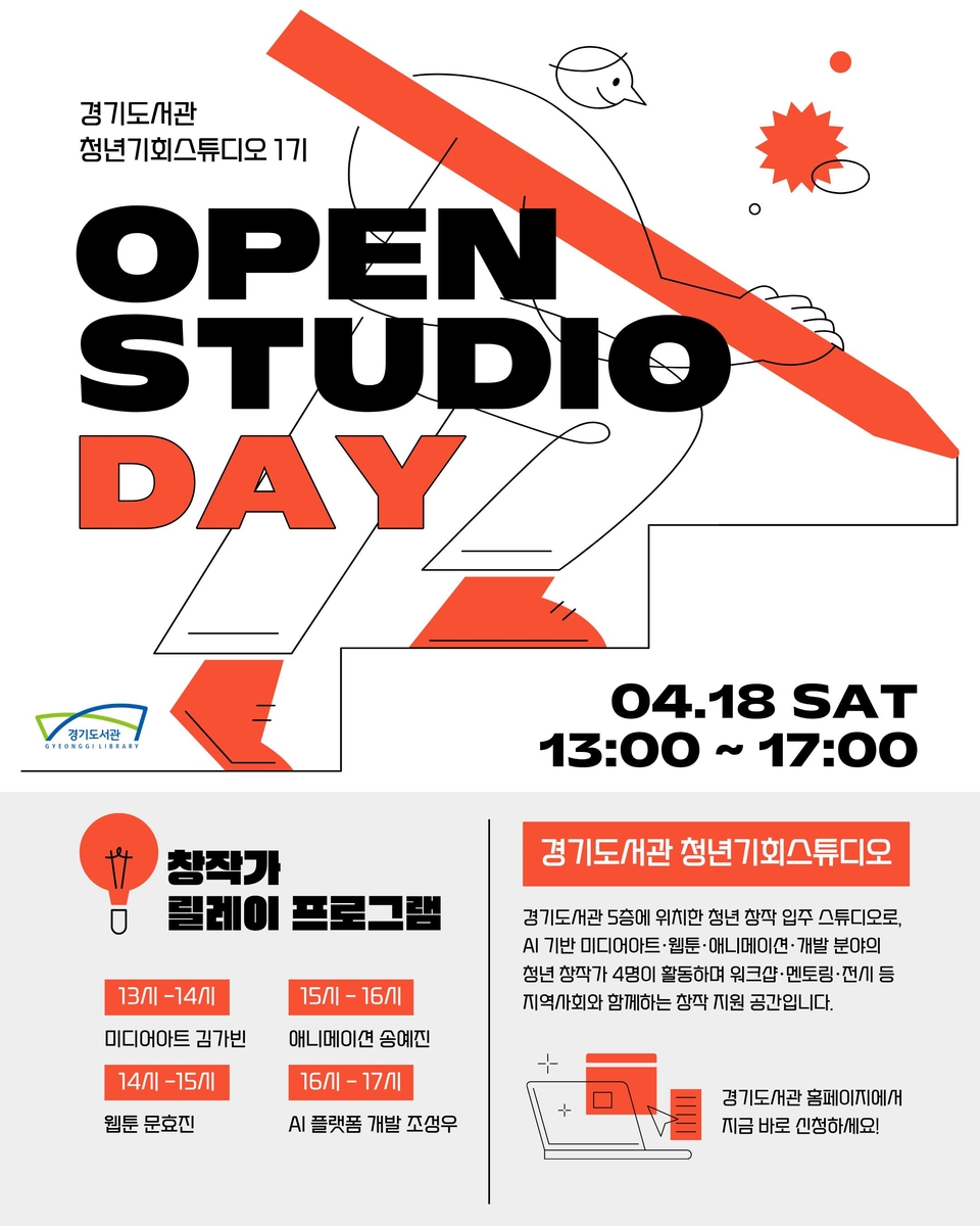 경기도서관, '청년기회스튜디오' 첫 개방…18일 오픈 스튜디오 데이 개최