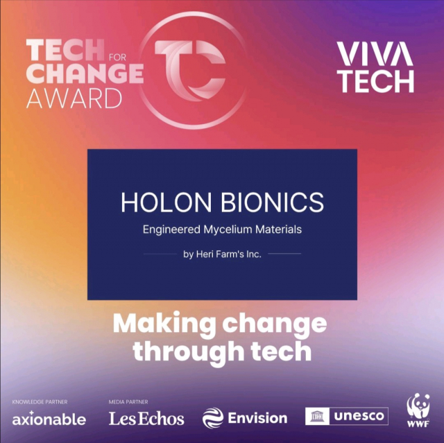 헤리팜스의 바이오소재 브랜드 홀론바이오닉스(Holon Bionics)가 ‘비바테크 2026’의 공식 지속가능 혁신 프로그램인 ‘Tech For Change’ 선정 기업으로 이름을 올렸다