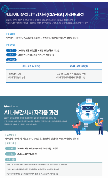 빅데이터 분석 내부감사사, AI 내부감사사 과정