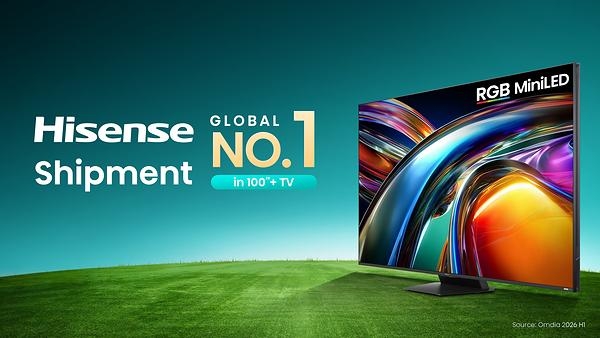[PRNewswire] 하이센스, 100인치 이상 TV 출하량 세계 1위 차지